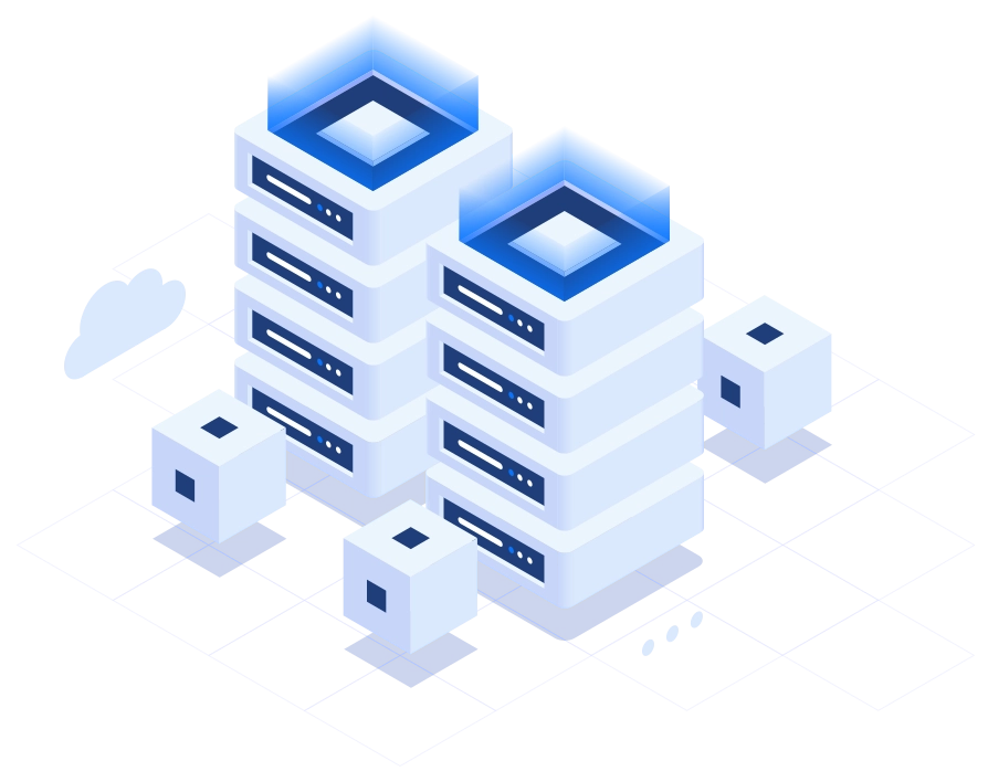 isometric illustration of a modern data center